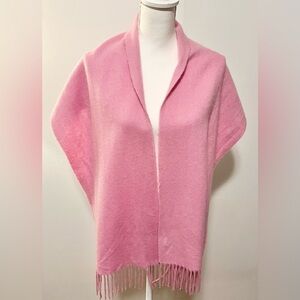 Vintage Basile Cashmere Fringed Scarf in Pink. Made in Italy. 70” Long 7.5” Wide
